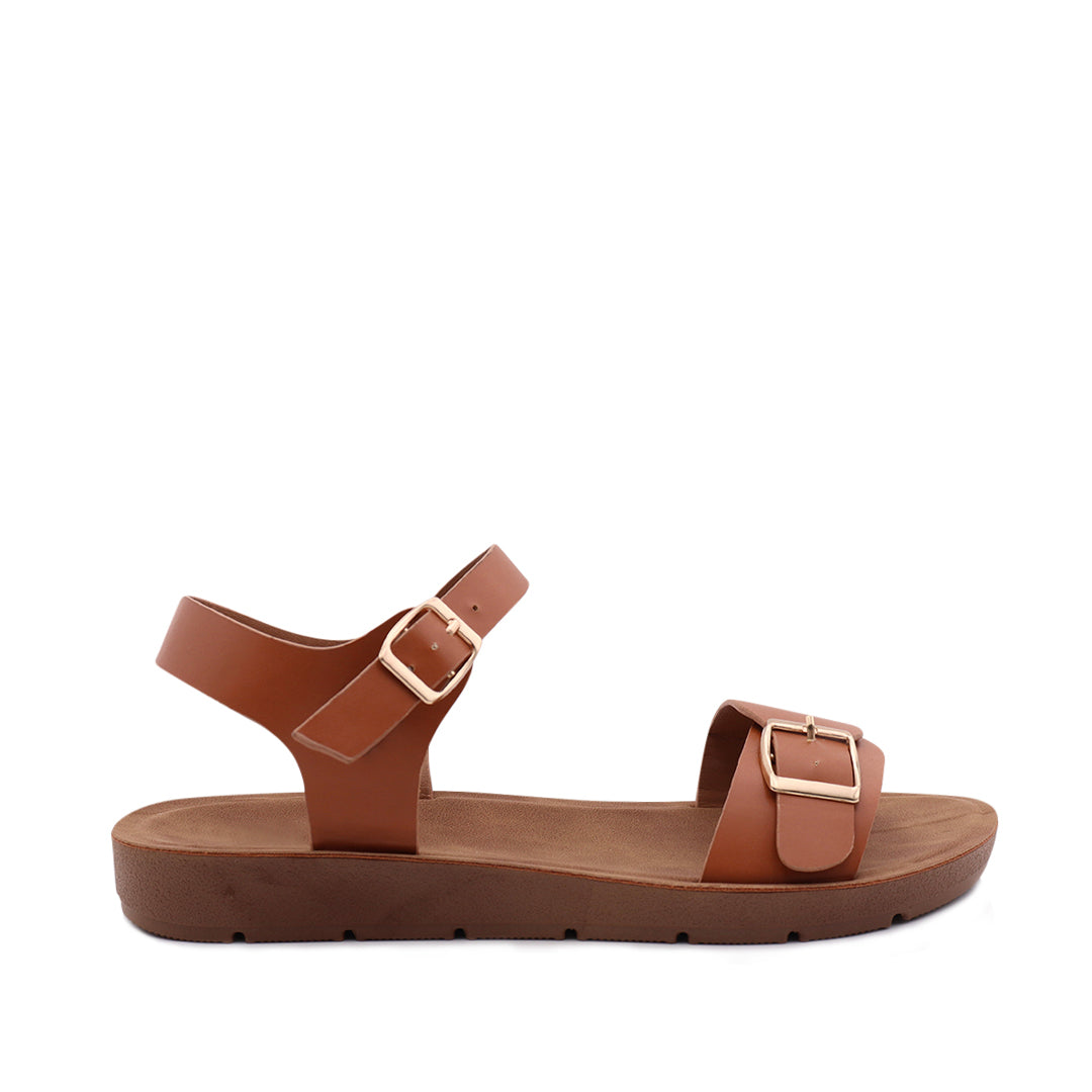Sandalias flat Sulenmir camel para Mujer