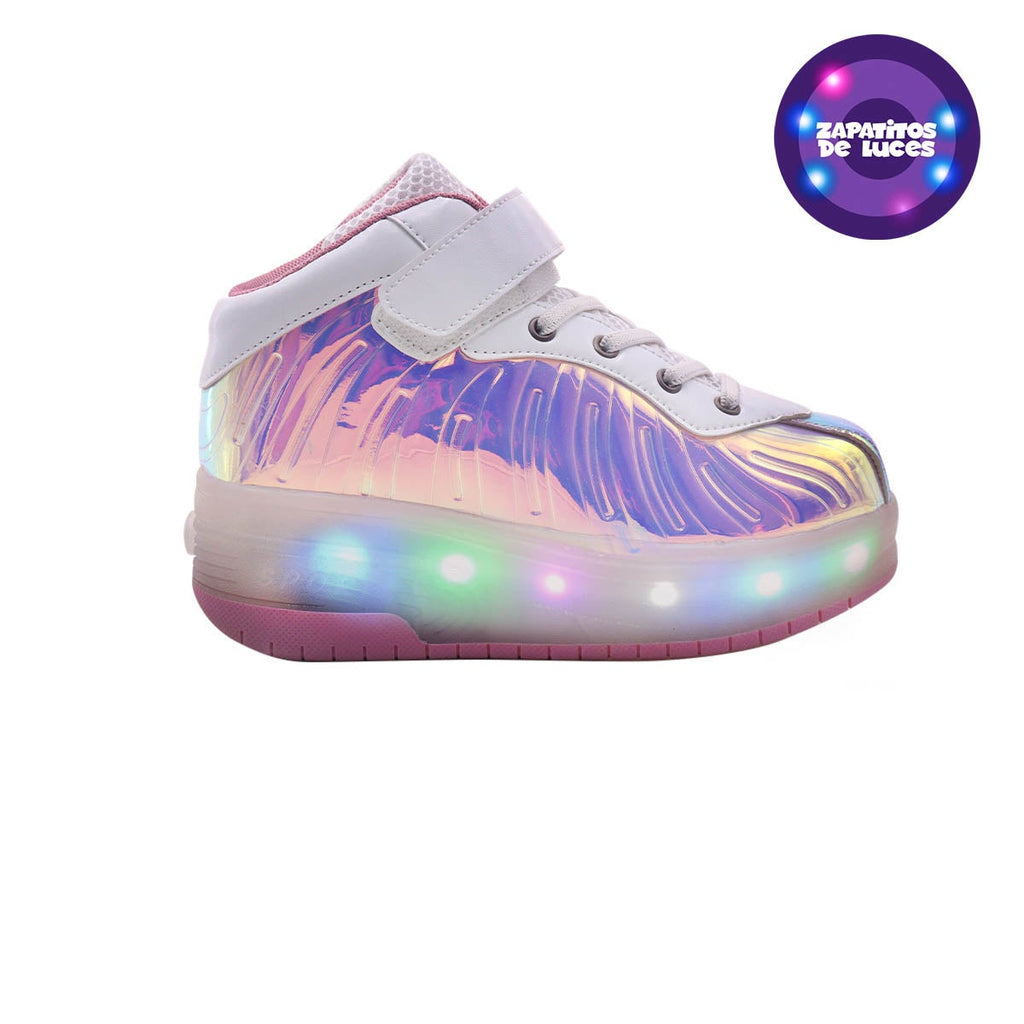 Tenis Skate bracos con luces blanco para Niñas