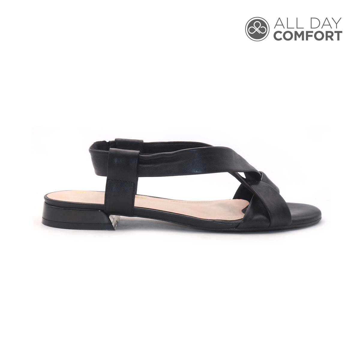 Sandalias flats Frankie negro para Mujer