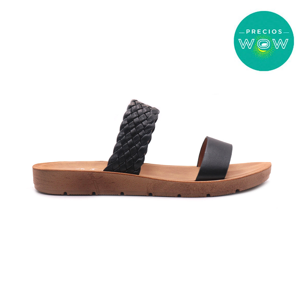 Sandalias flat Darya mirabella negro para Mujer