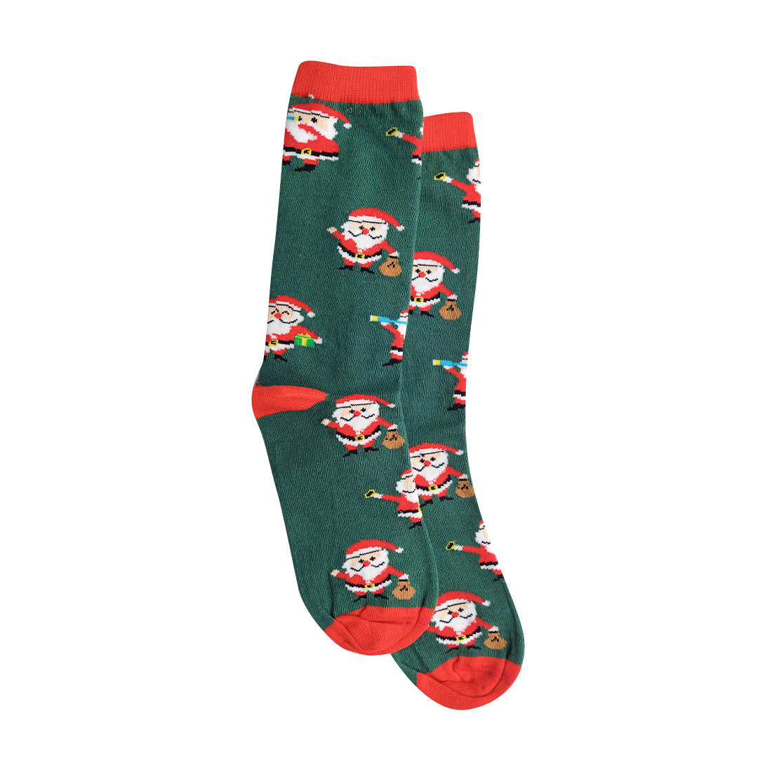 Calcetines Santa Claus verde para Mujer