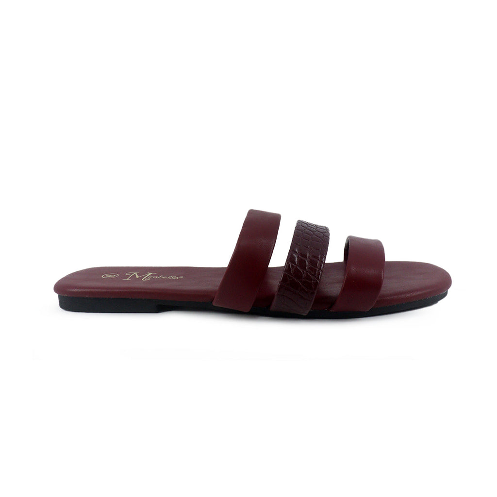 Sandalias flats Mina vino para Mujer