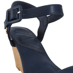 Sandalias de cuña Capri color marino para mujer