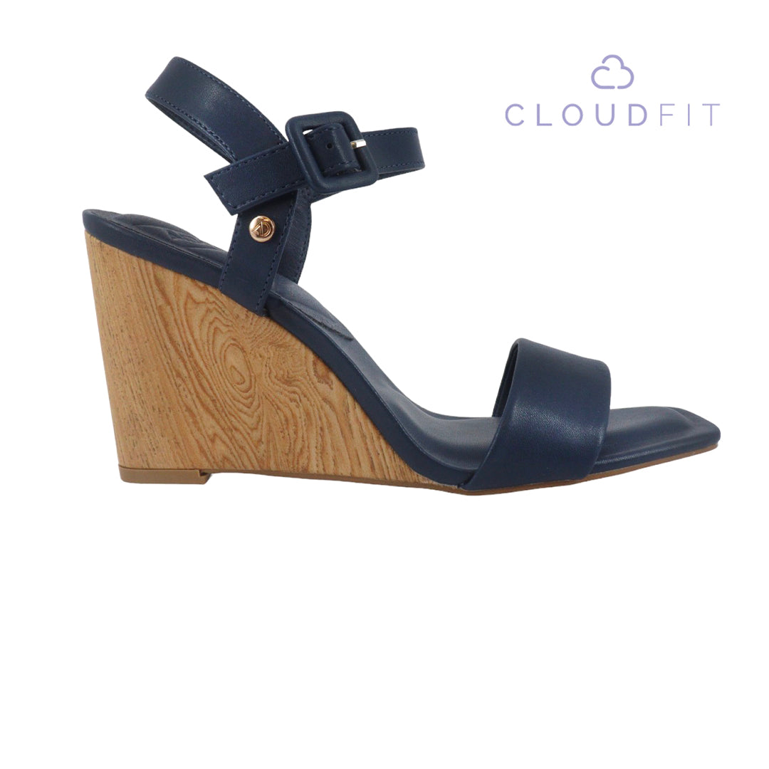 Sandalias de cuña Capri color marino para mujer