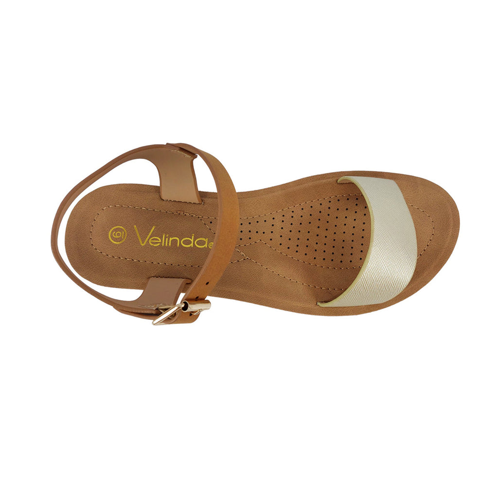 Sandalias flats Sue dorado para mujer