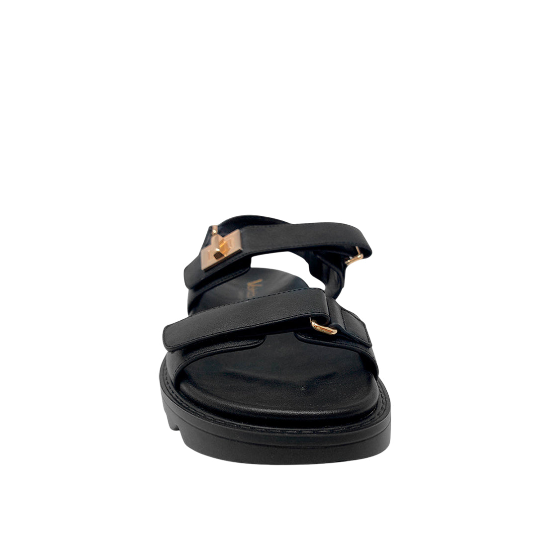 Sandalias flats Madelin negro para mujer