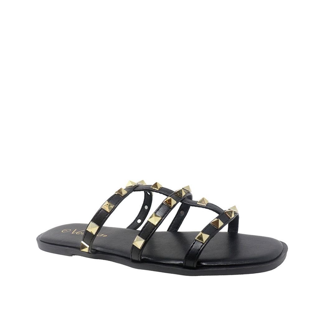 Sandalias flats Valeria negro para mujer