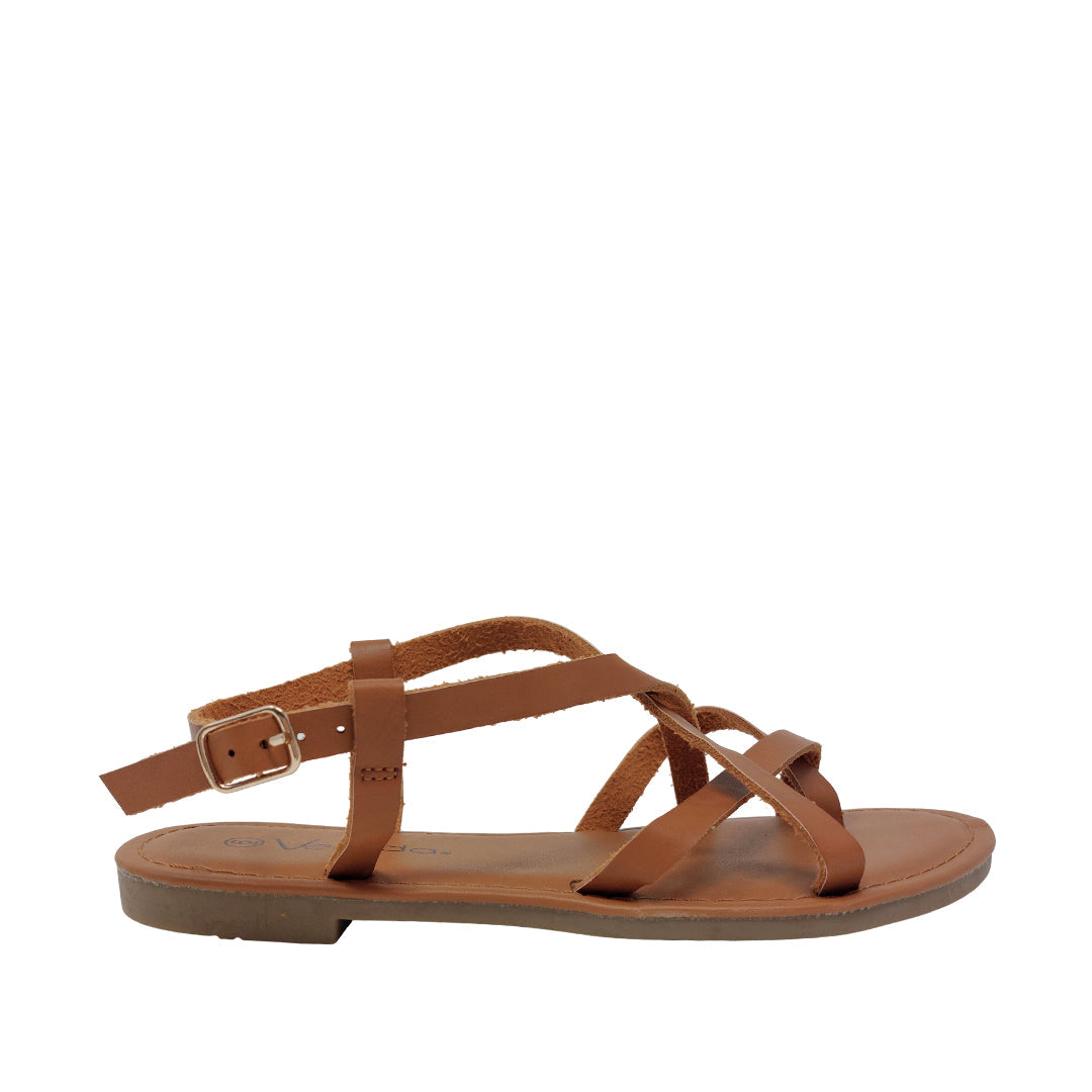 Sandalias flats Romina tan para mujer