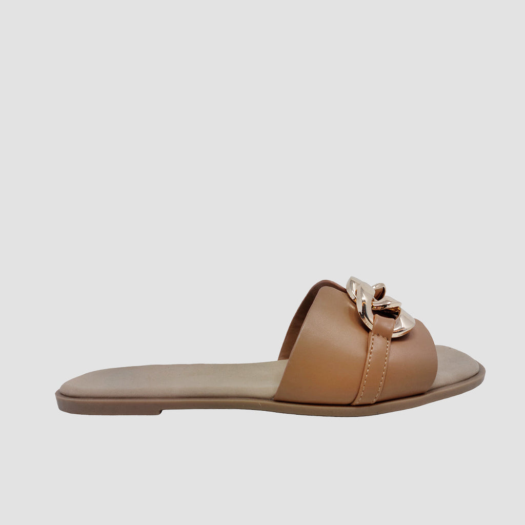Sandalias flats Mariam tan para mujer