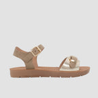 Sandalias flats Mary dorado para mujer