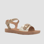 Sandalias flats Mary dorado para mujer