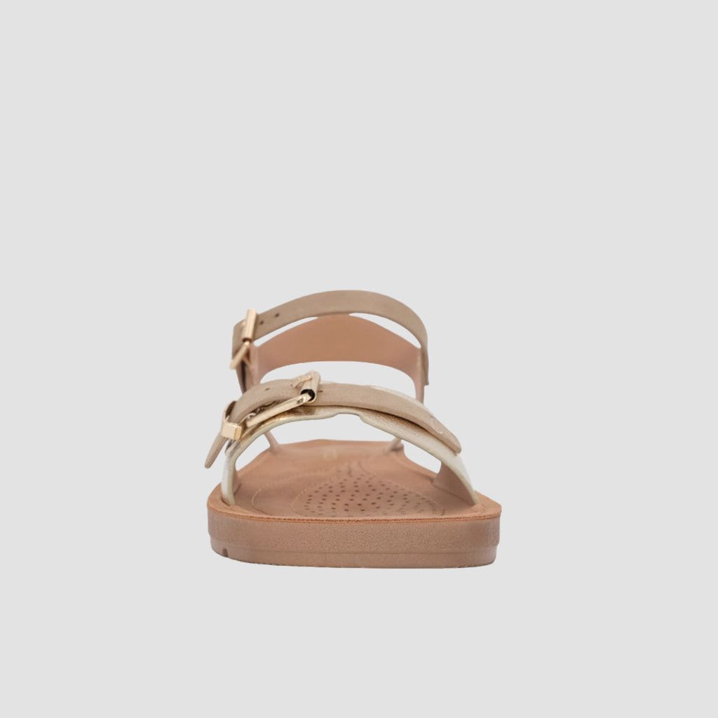 Sandalias flats Mary dorado para mujer