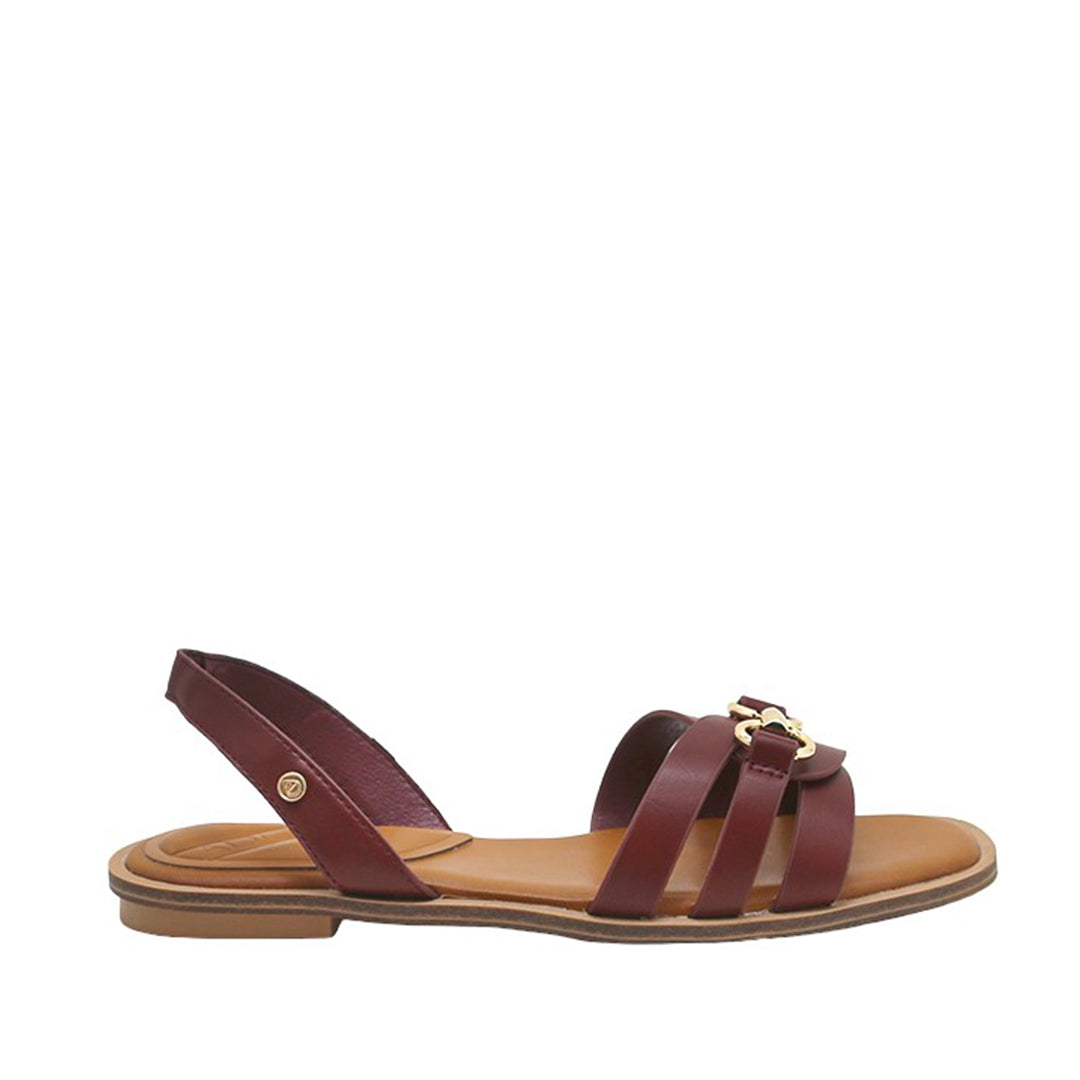 Sandalias flats Ophelia para mujer color burgundy