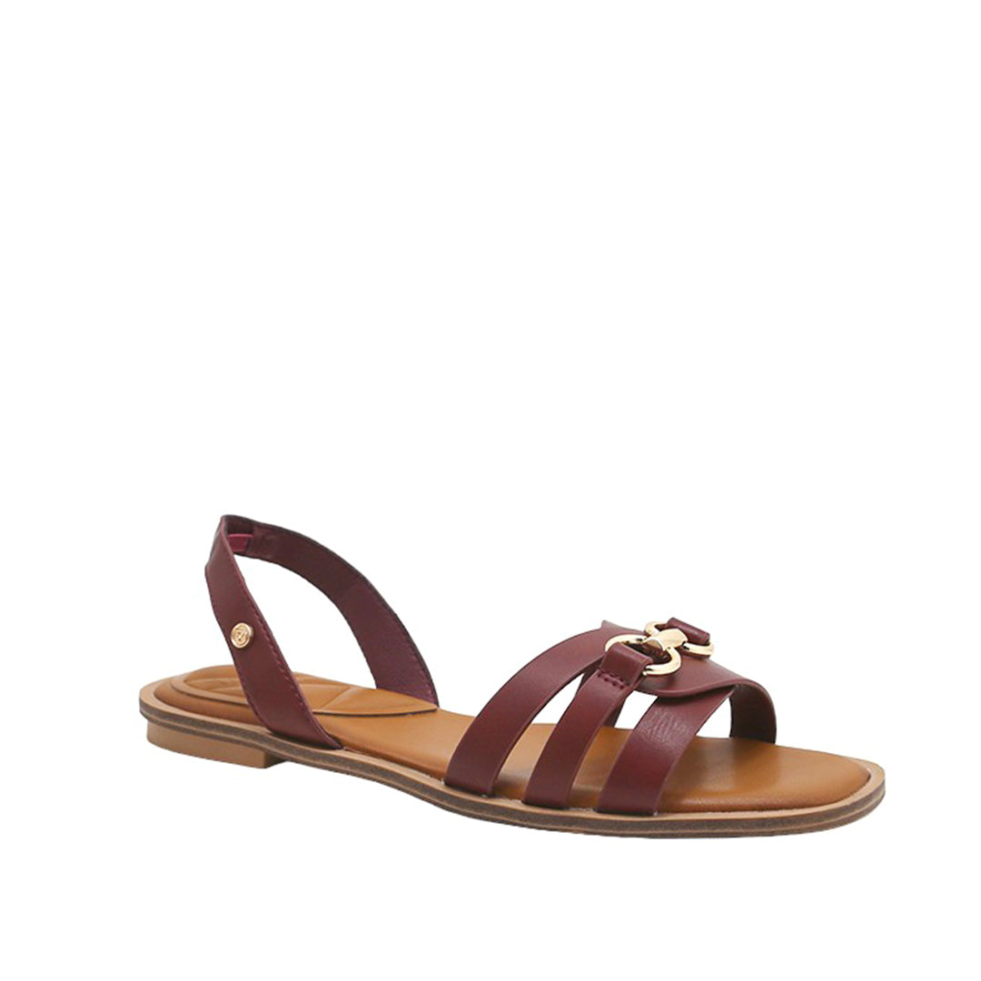 Sandalias flats Ophelia para mujer color burgundy