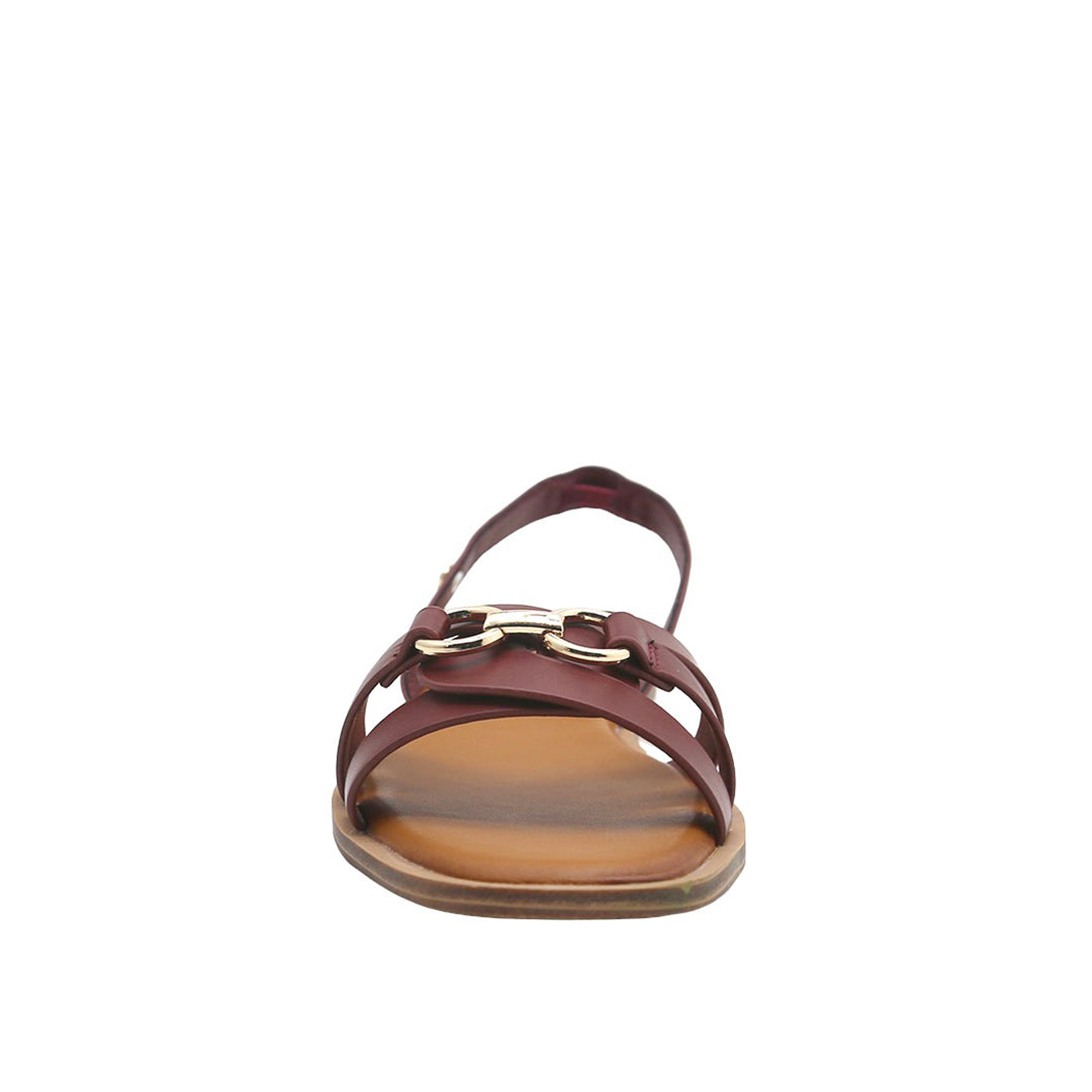 Sandalias flats Ophelia para mujer color burgundy