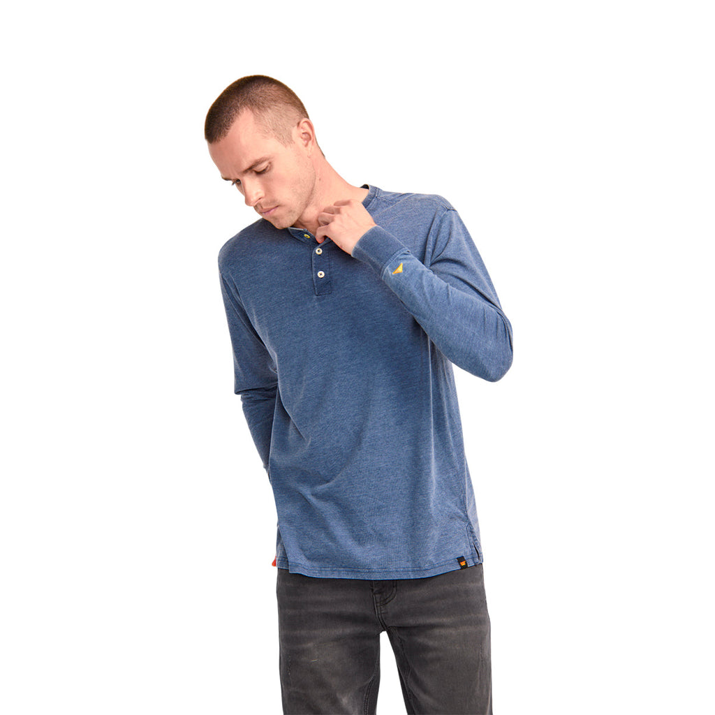 Camisa Burnout Henley para hombre color azul