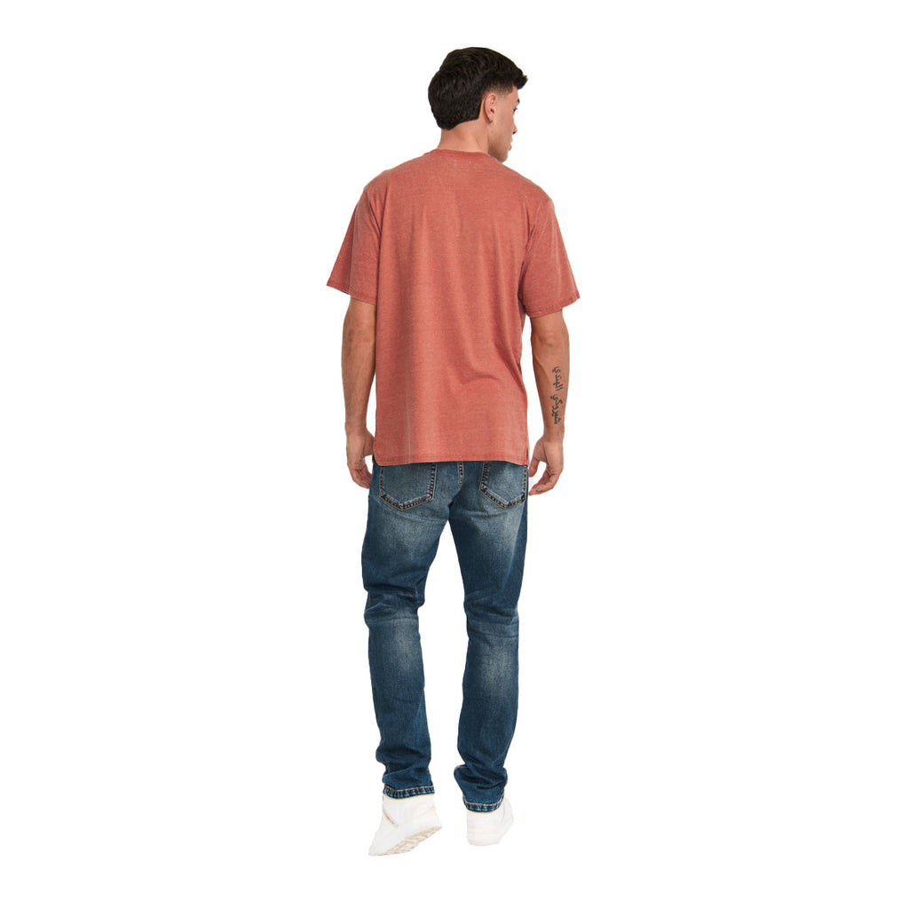 Camisa Polo Burnout Henley para hombre color rojo