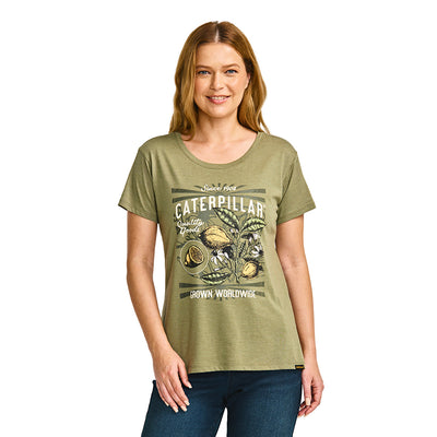 Camiseta Crew Graphic para mujer color olivo