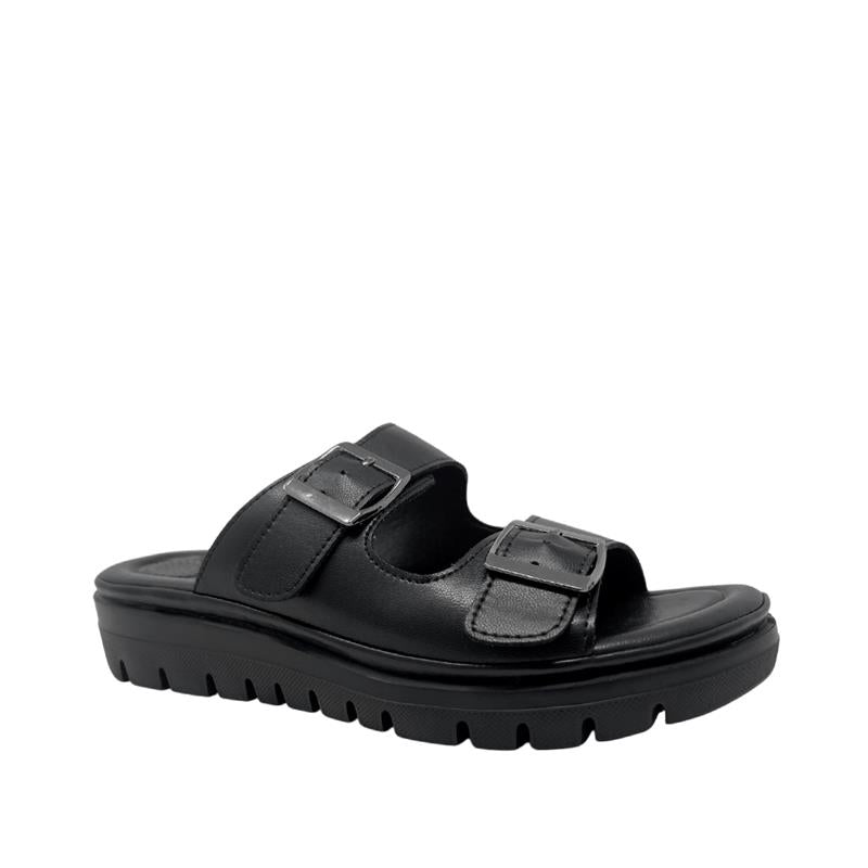 Sandalias flats Dari 2 para mujer color negro