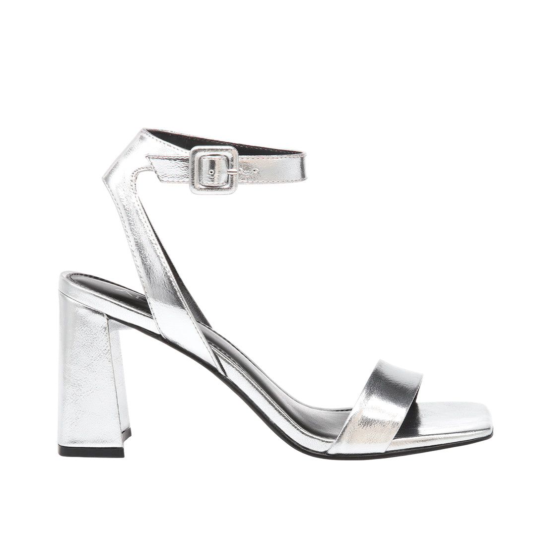 Sandalias de tacón Winni para mujer color plateado