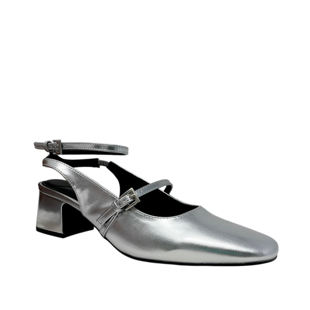 Tacones slingback Zelina para mujer color plateado