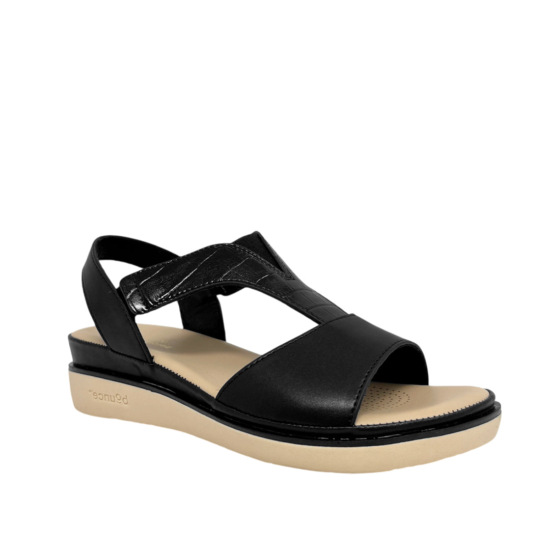 Sandalias flats Yarha para mujer color negro