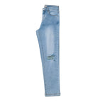 Jeans Triblendn High-Rise Straight para mujer color celeste
