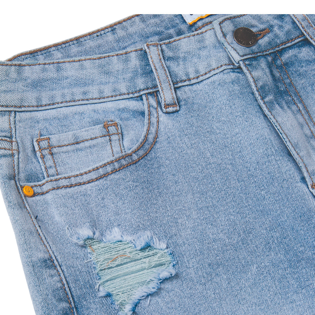 Jeans Triblendn High-Rise Straight para mujer color celeste