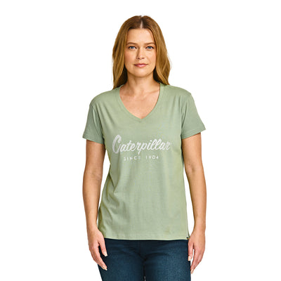 Camiseta V Neck para mujer color verde