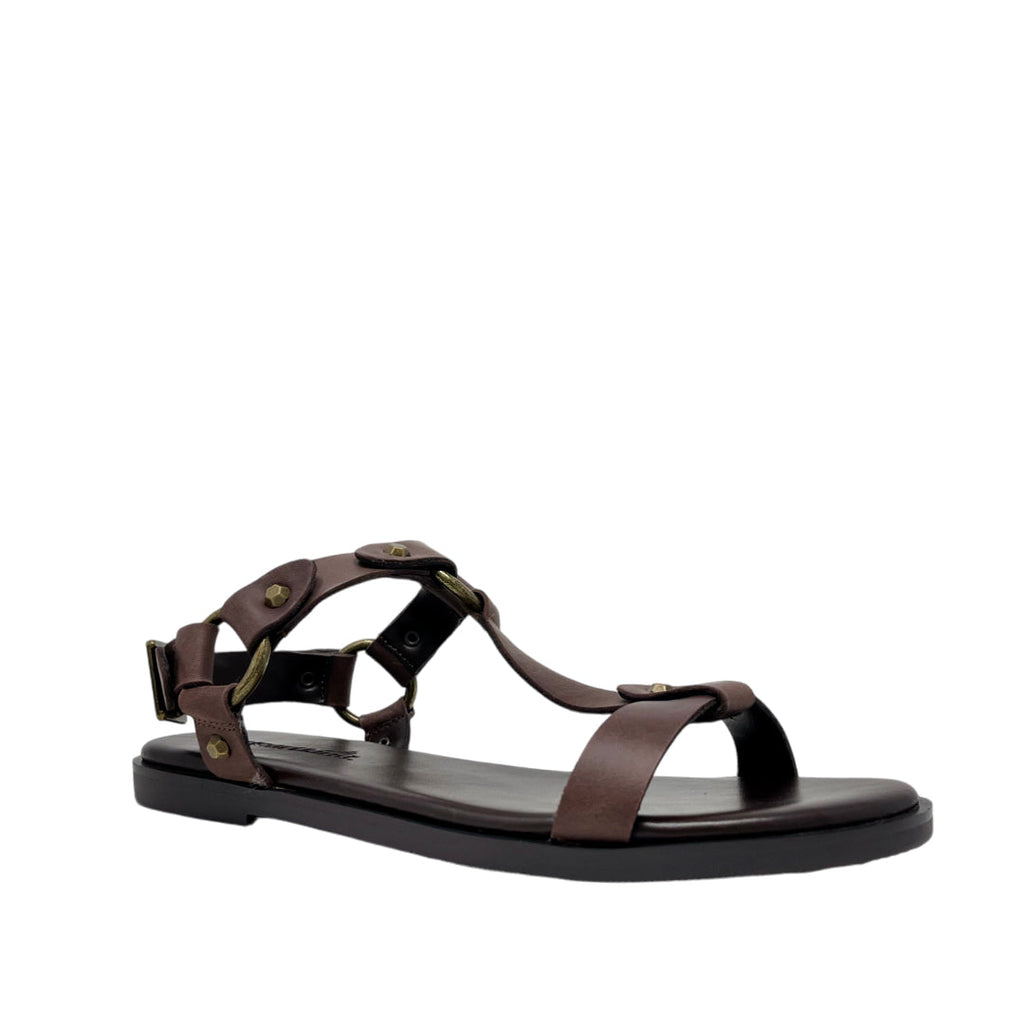 Sandalias flats Tara color café