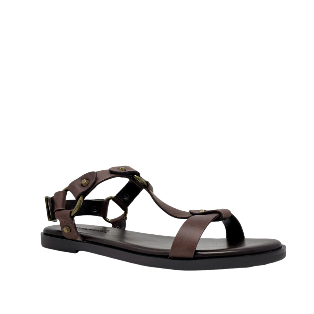 Sandalias flats Tara color café