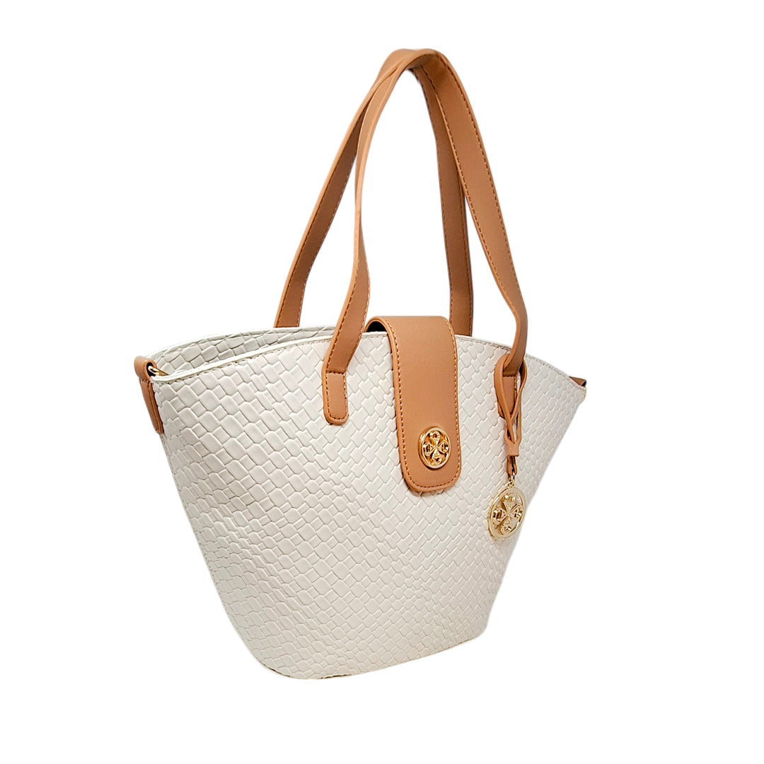 Cartera tote Becket para mujer color hueso