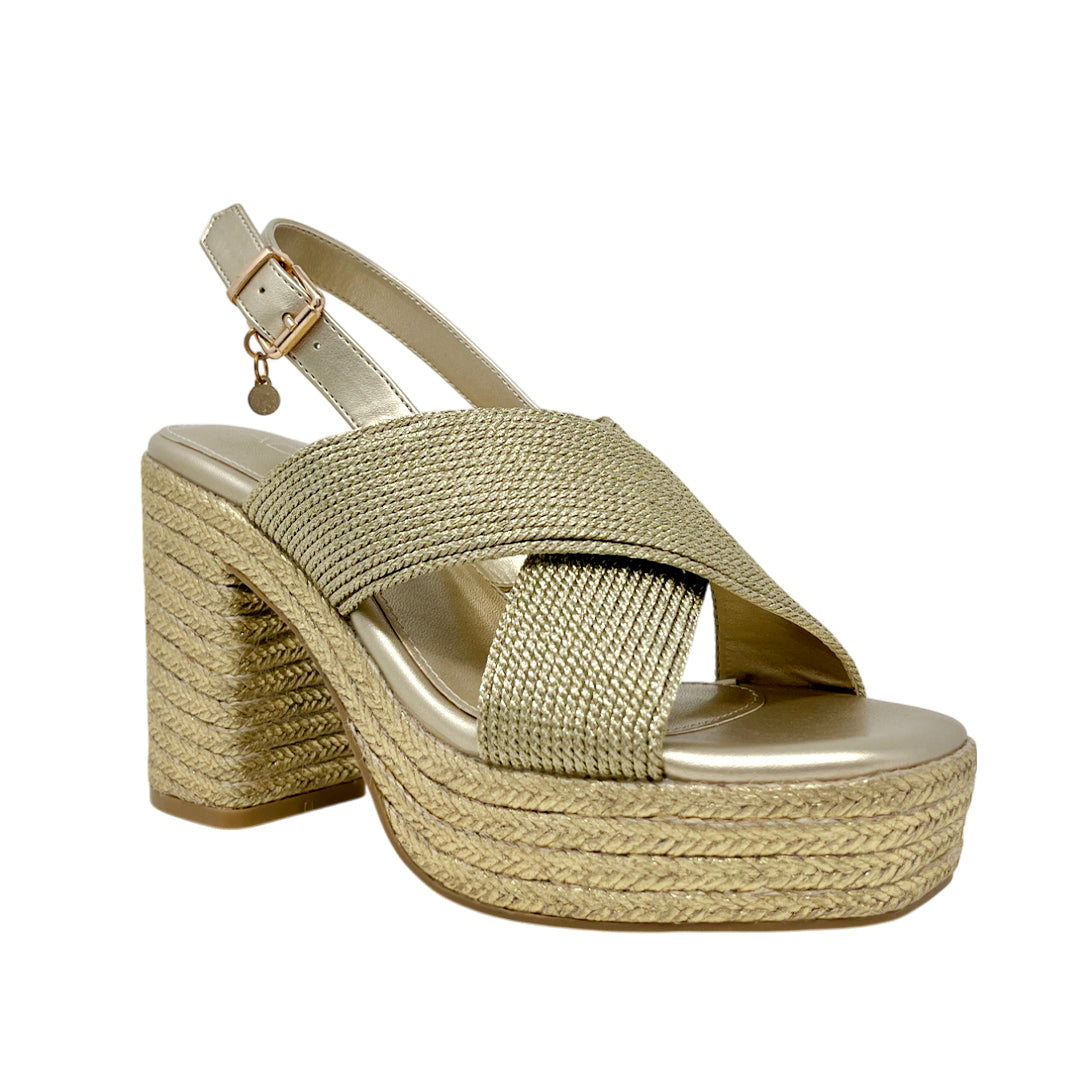 Sandalias de tacón Dafnee para mujer color dorado