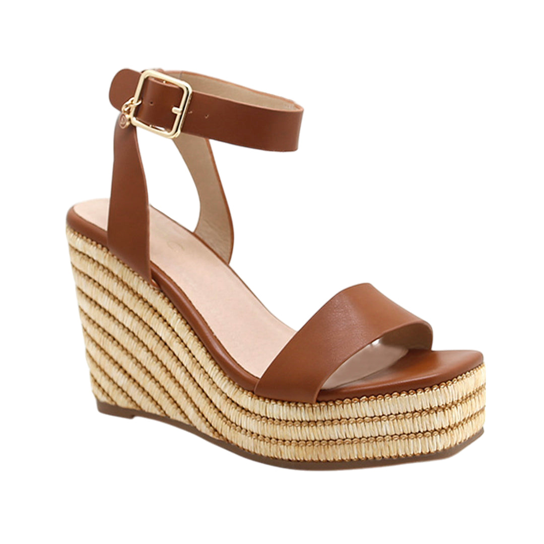 Sandalias de cuña Ferrara para mujer color tan