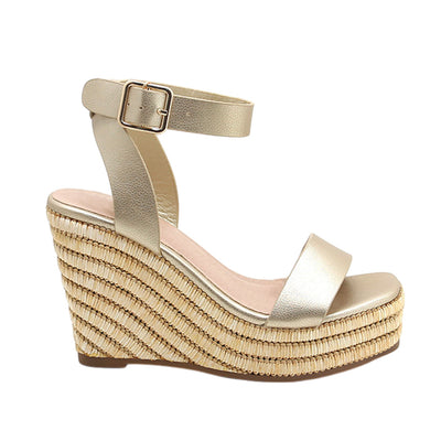 Sandalias de cuña Ferrara para mujer color dorado