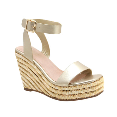 Sandalias de cuña Ferrara para mujer color dorado