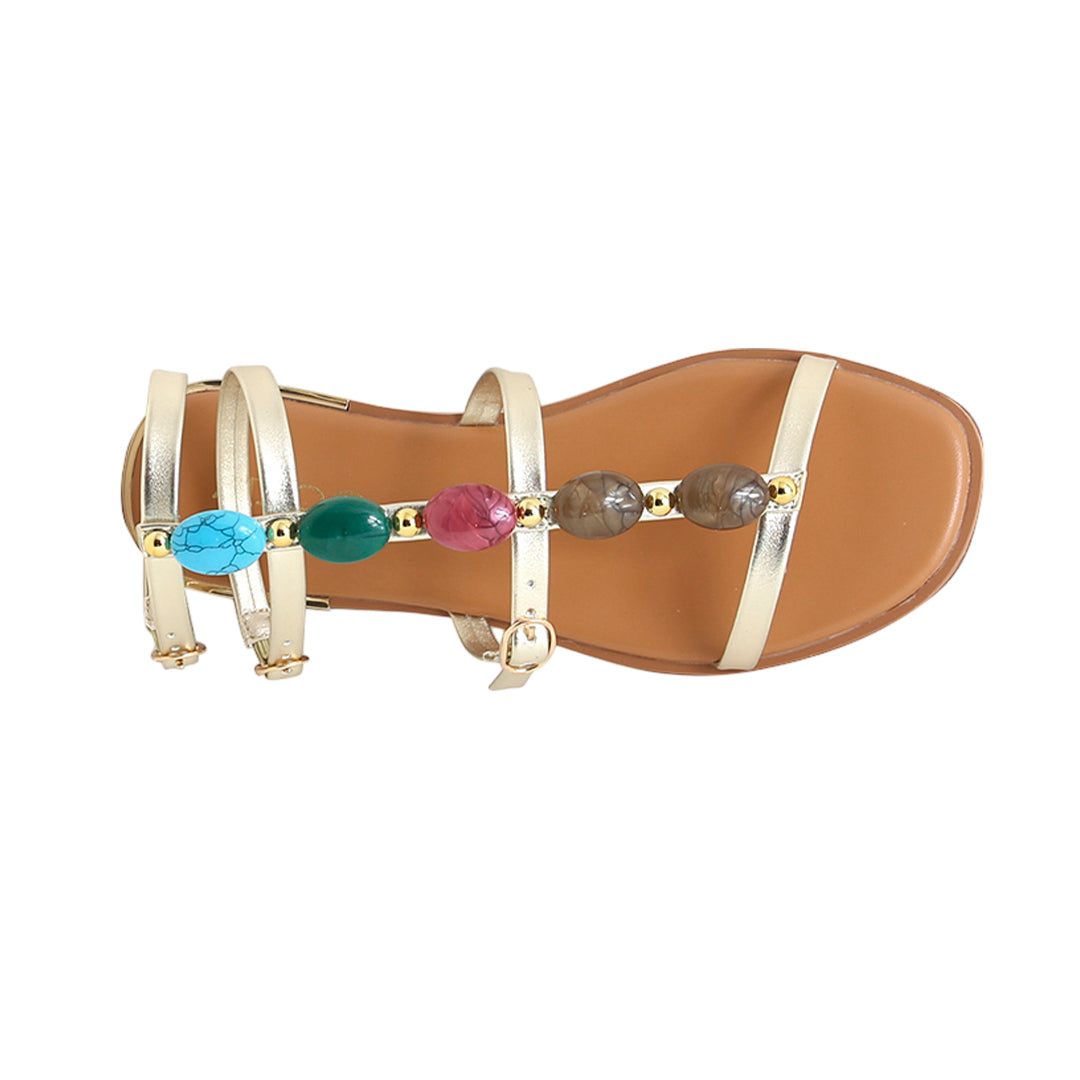 Sandalias flats Ebonie para mujer color dorado