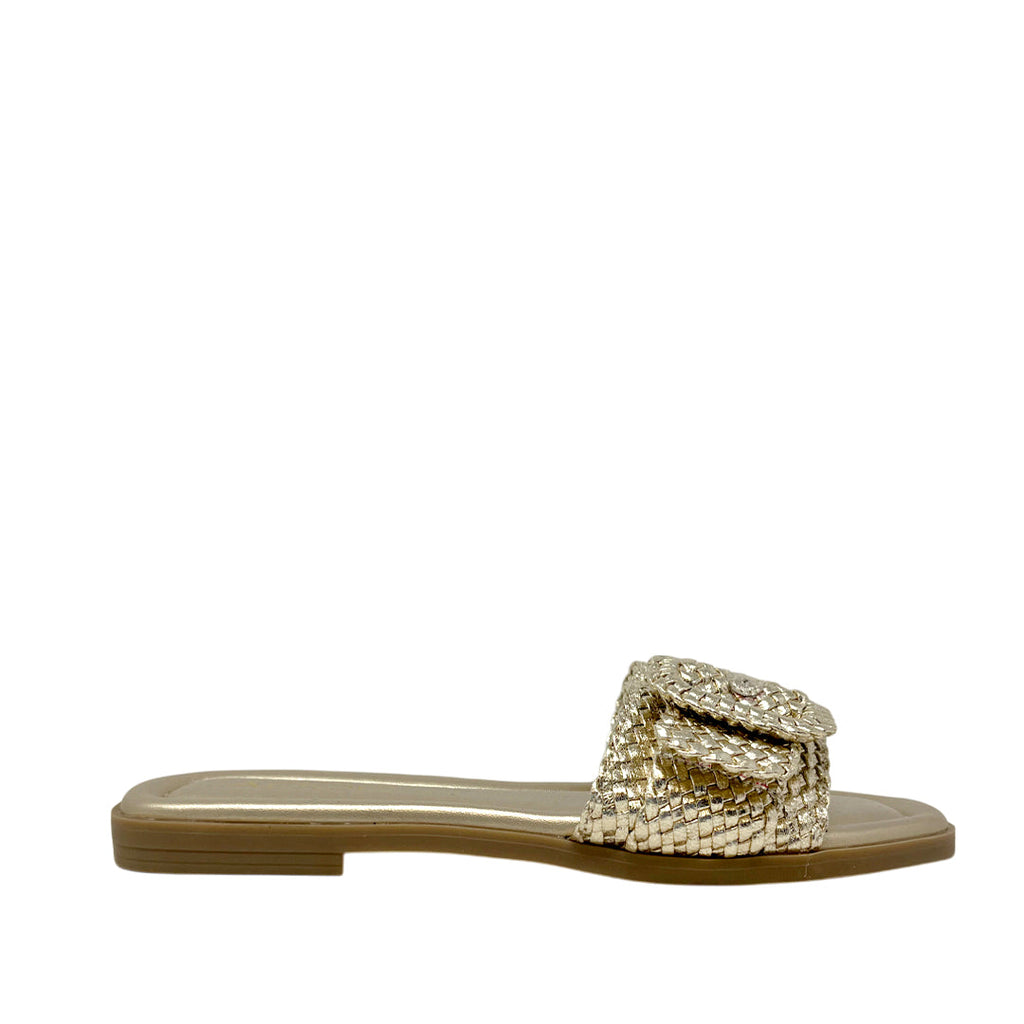 Sandalias slip on Eva para mujer color dorado