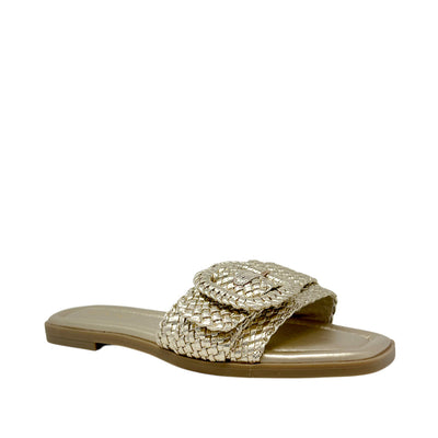 Sandalias slip on Eva para mujer color dorado