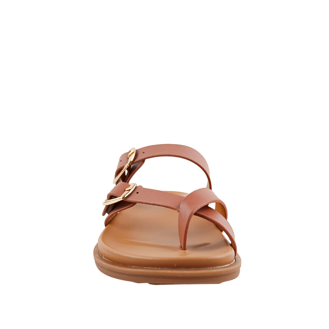 Sandalias flats Becky para mujer color tan