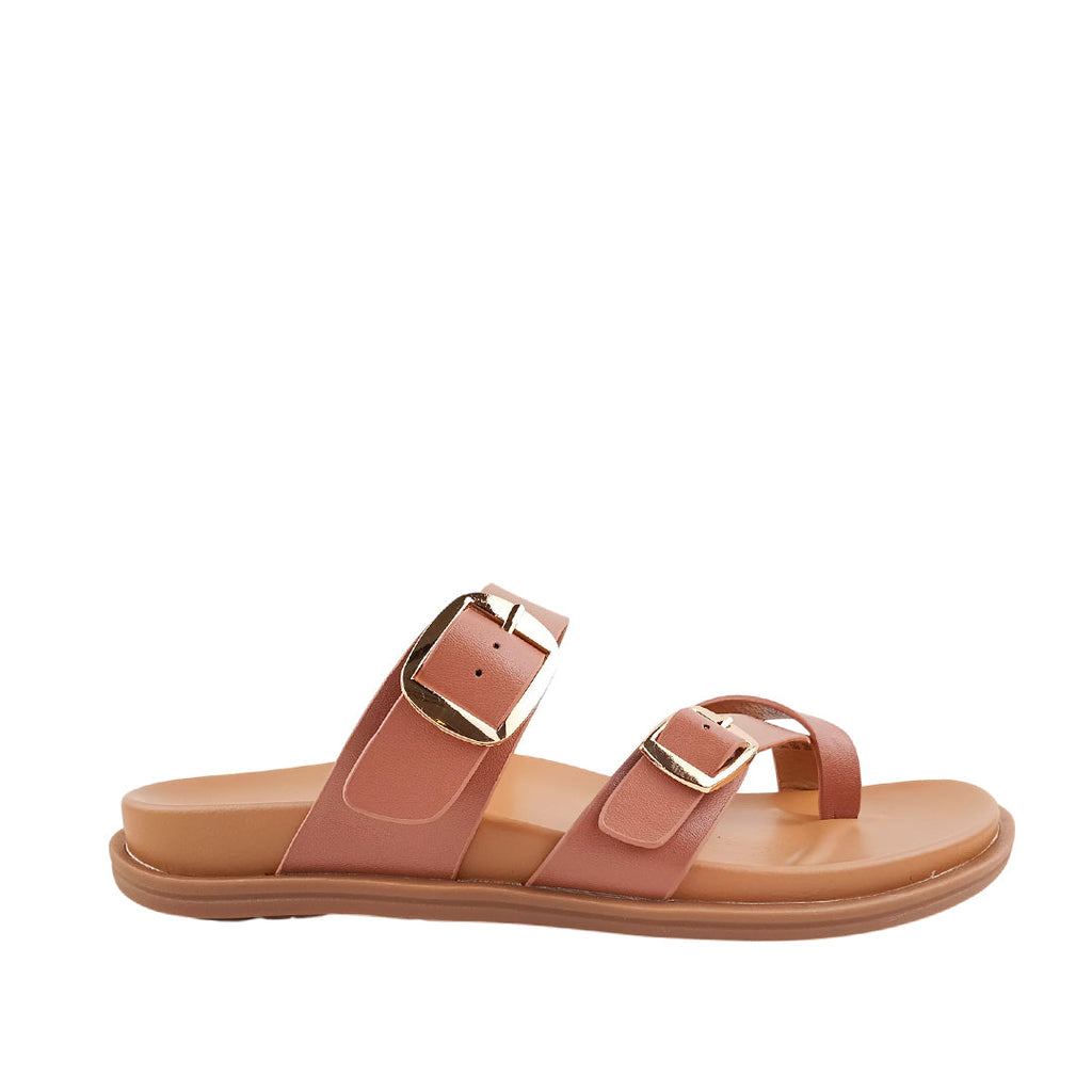 Sandalias flats Becky para mujer color tan