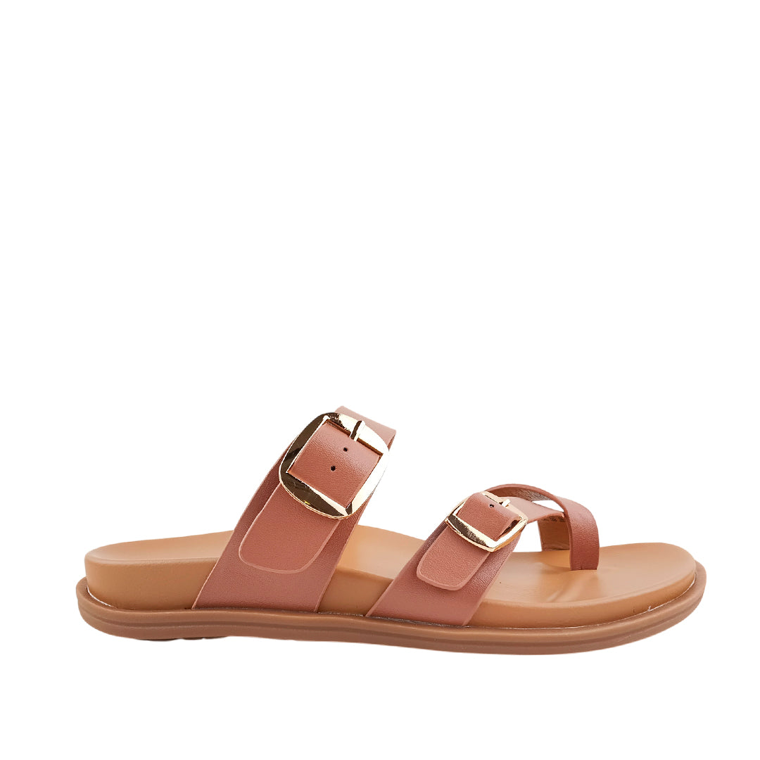 Sandalias flats Becky para mujer color tan