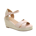 Sandalias de cuña Lya para mujer color hueso