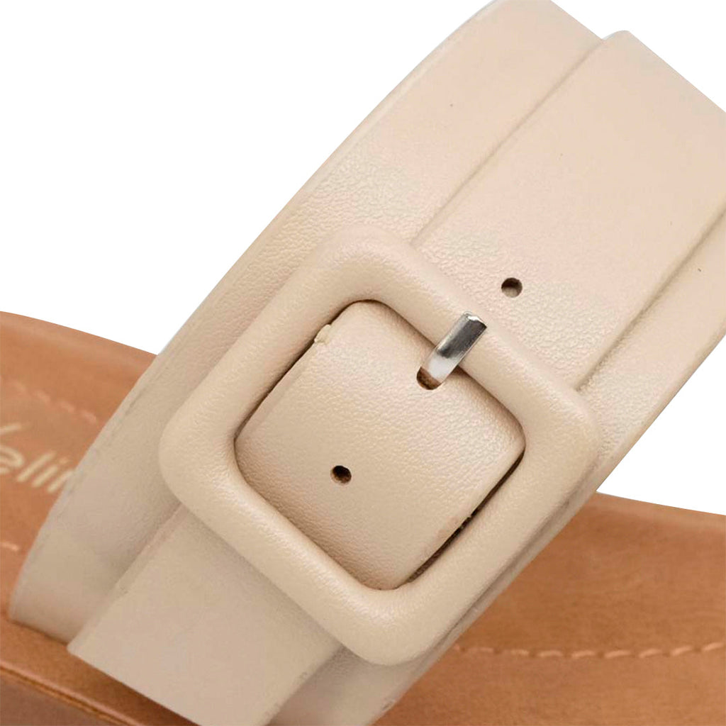 Sandalias flats Pamela hueso para mujer