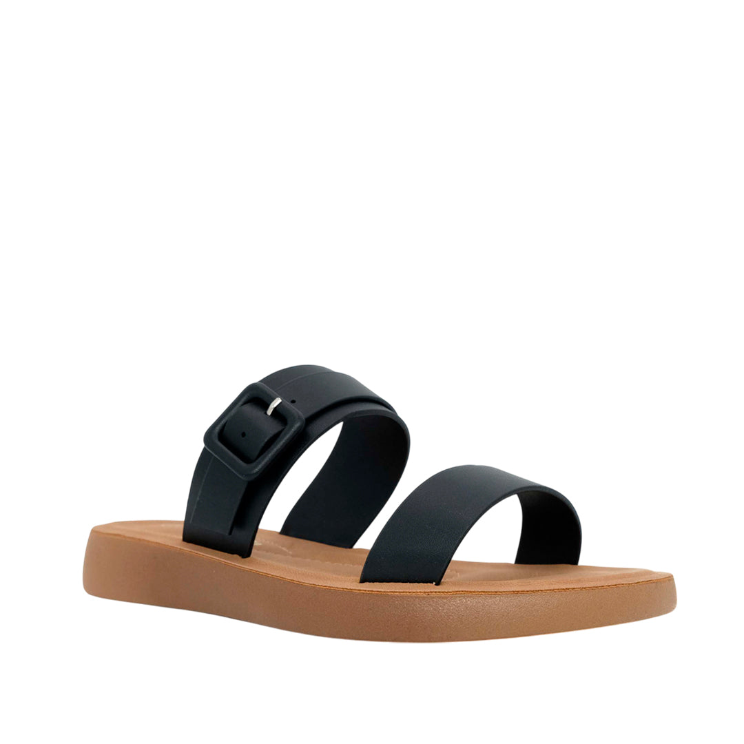 Sandalias flats Pamela negro para mujer