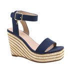 Sandalias de cuña Ferrara para mujer color marino