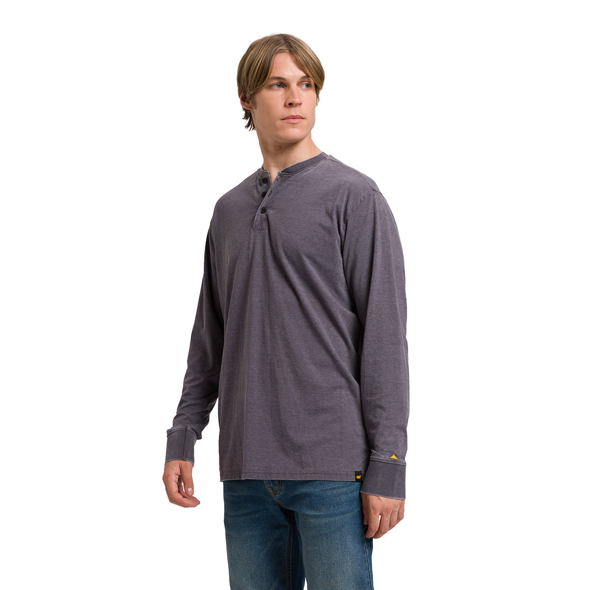 Camisa Polo Burnout Henley para hombre color morado