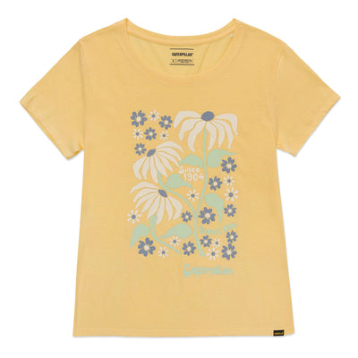 Camiseta Crew Floral para mujer color amarillo