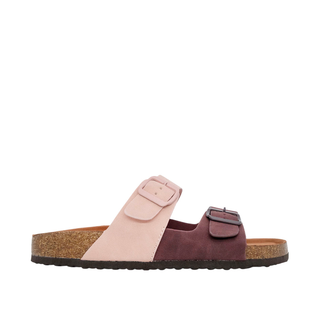 Sandalias flats Mirka para mujer color café y rosado