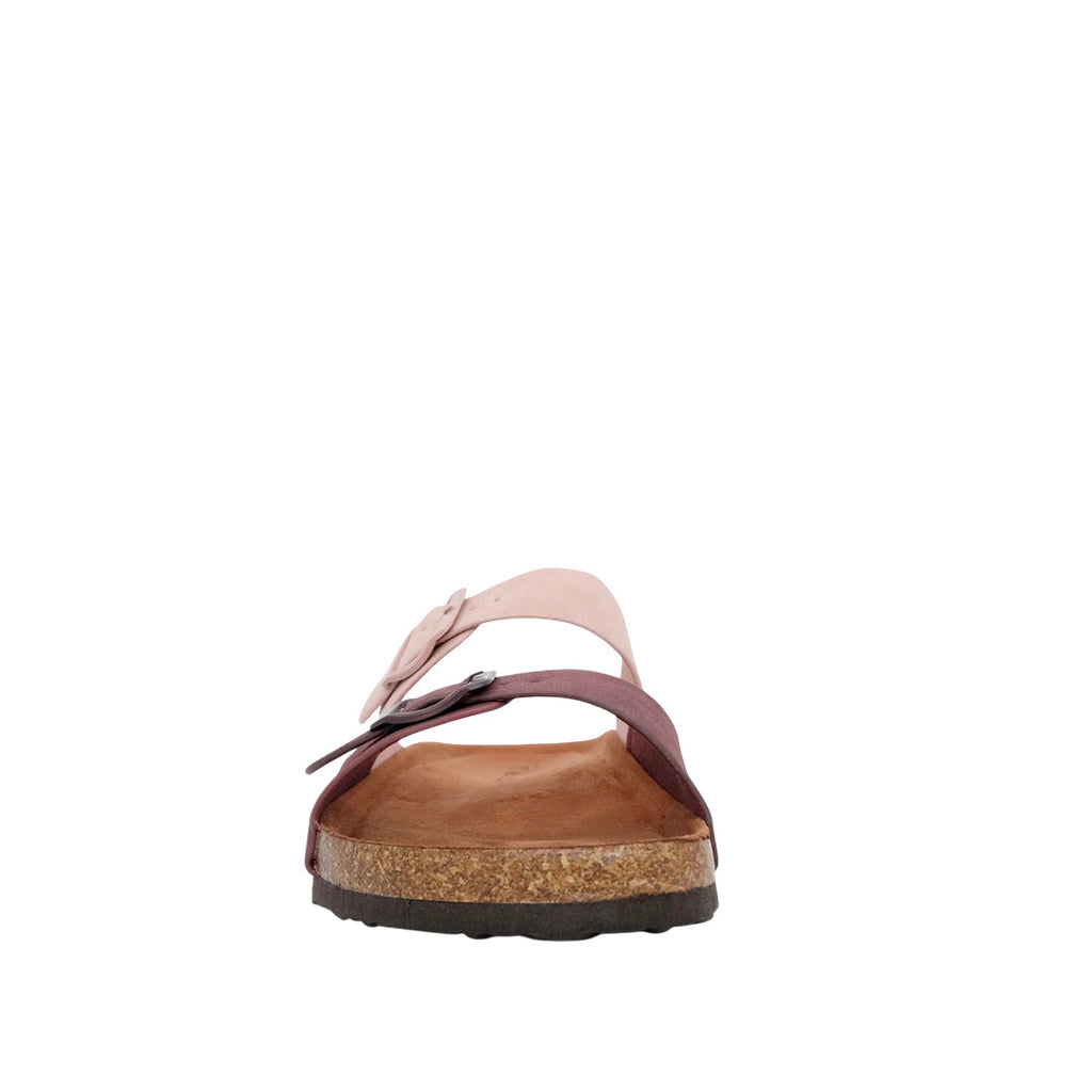 Sandalias flats Mirka para mujer color café y rosado
